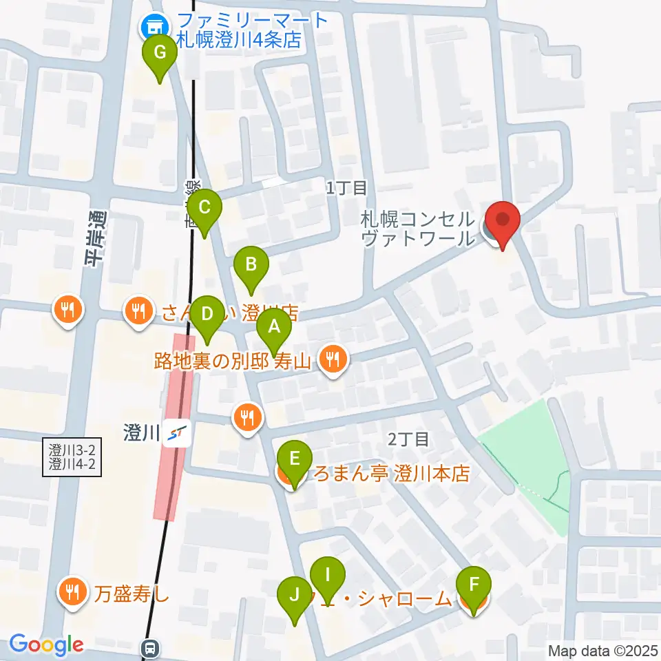 札幌コンセルヴァトワール周辺のカフェ一覧地図
