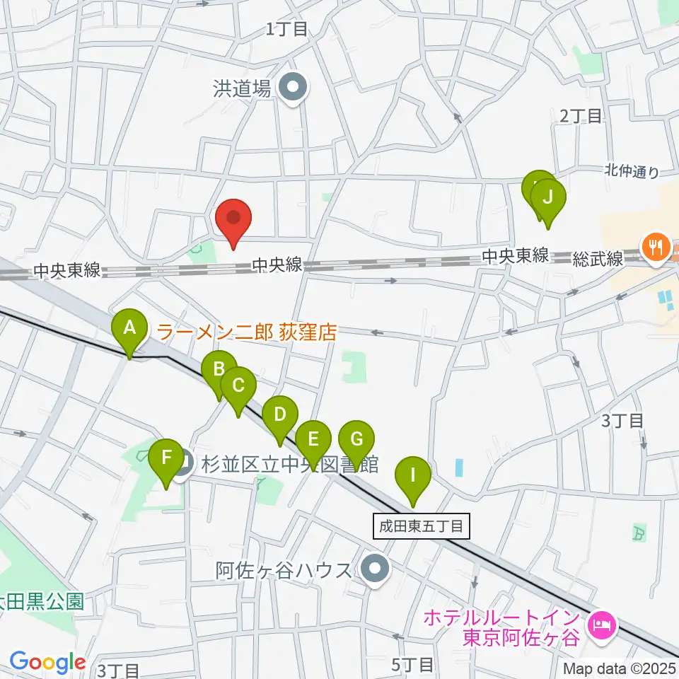 インド音楽教室J.I.N.周辺のカフェ一覧地図