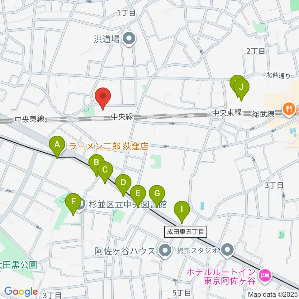インド音楽教室J.I.N.周辺のカフェ一覧地図