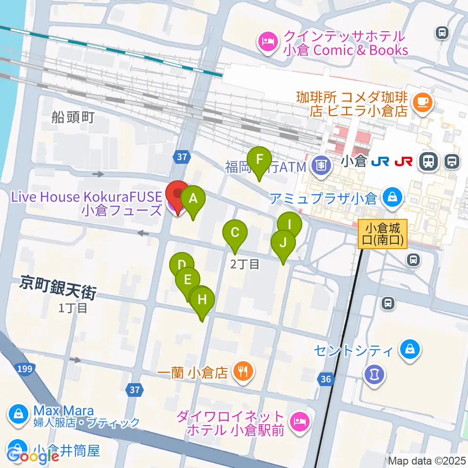 小倉FUSE周辺のカフェ一覧地図