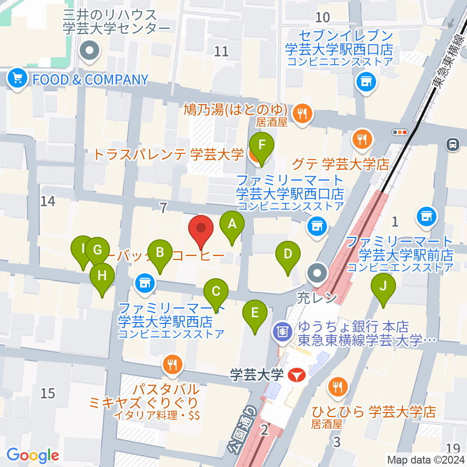 シェリーミュージックスクール周辺のカフェ一覧地図