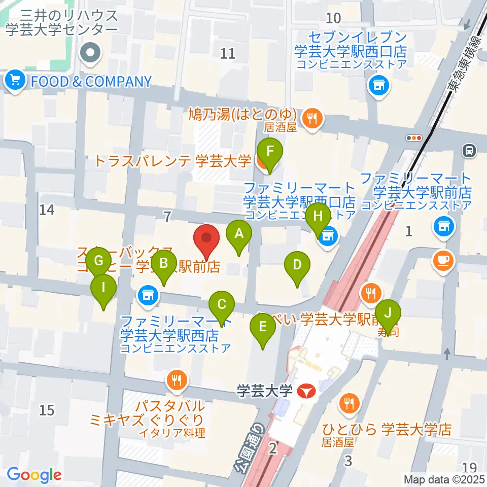 シェリーミュージックスクール周辺のカフェ一覧地図