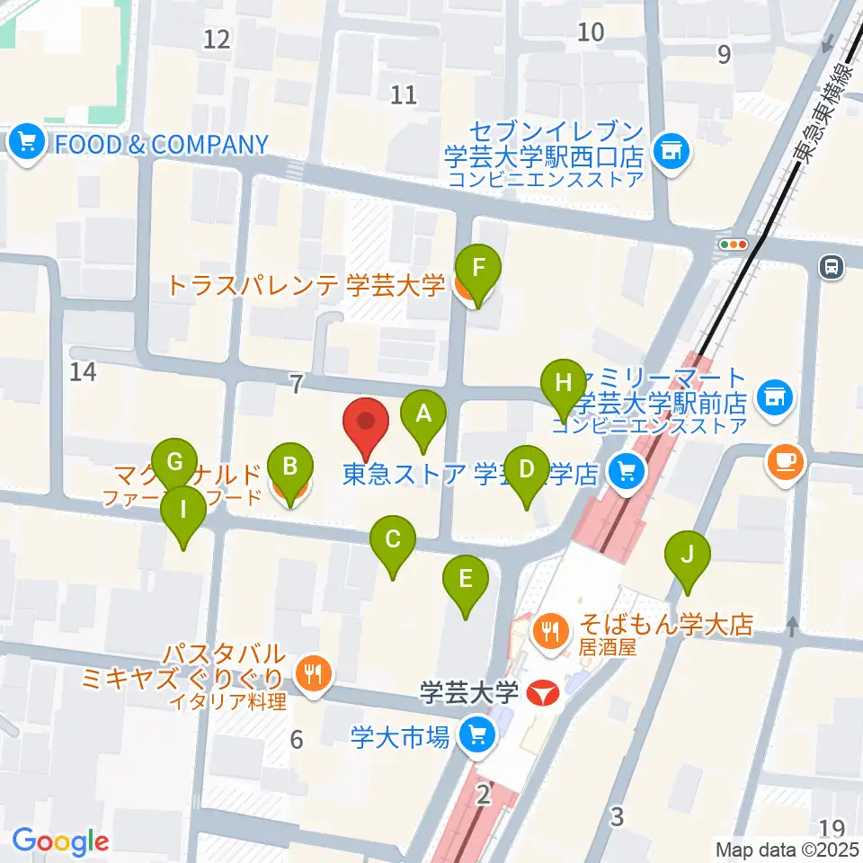 シェリーミュージックスクール周辺のカフェ一覧地図