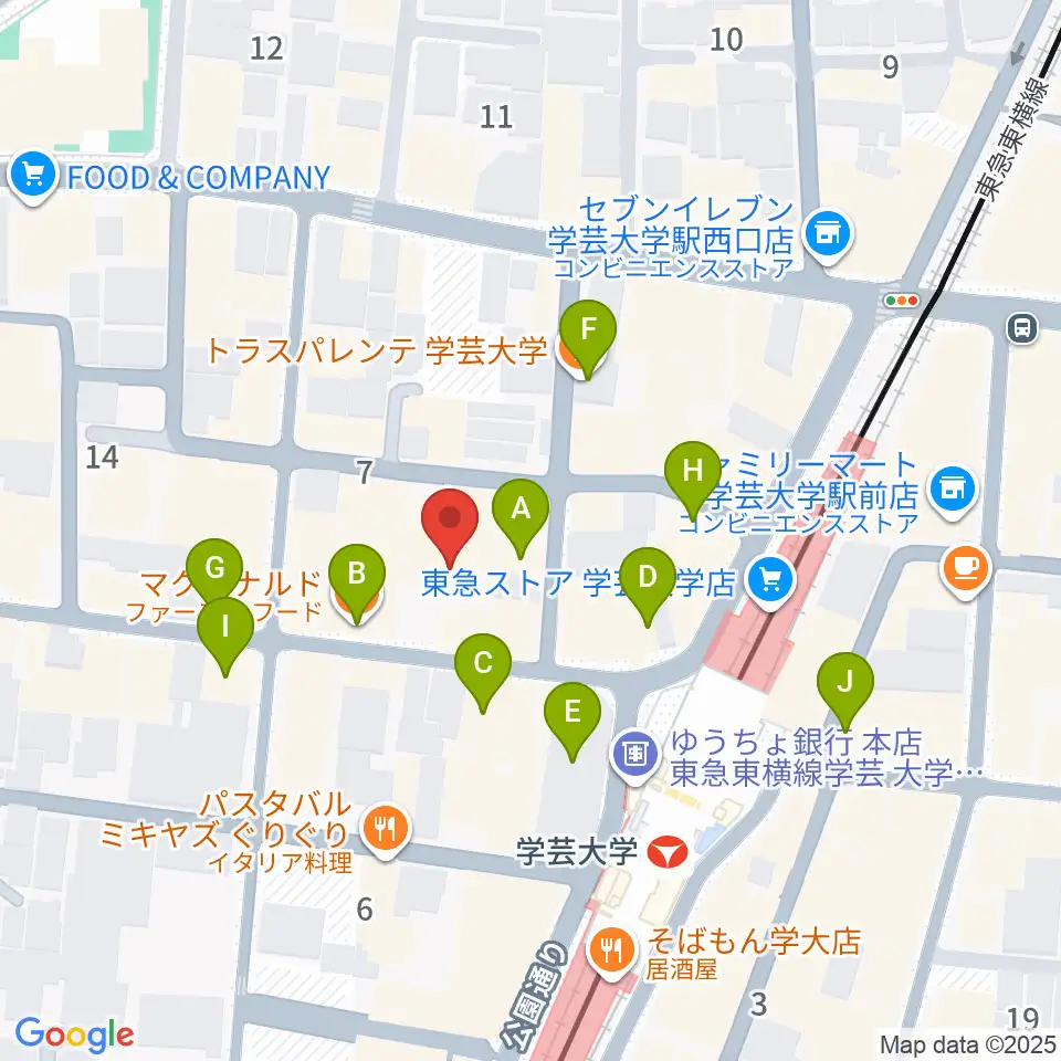 シェリーミュージックスクール周辺のカフェ一覧地図
