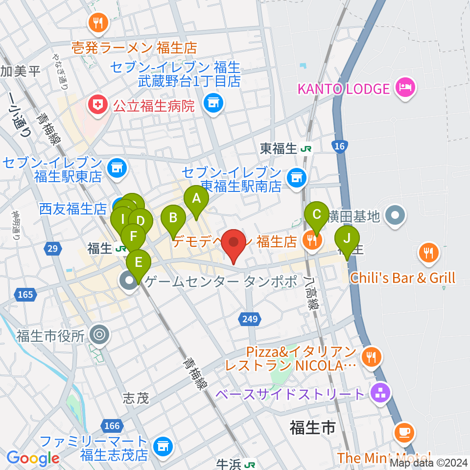 楽器工房キャットロック周辺のカフェ一覧地図