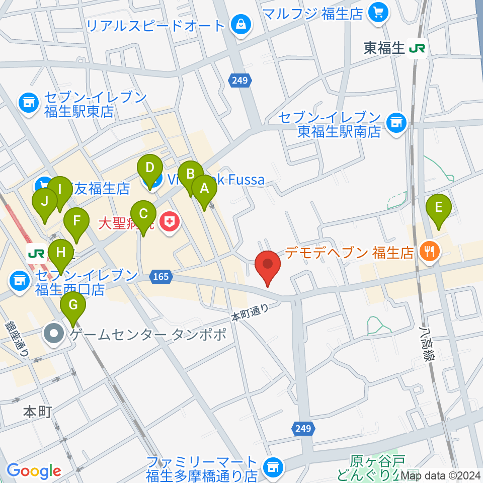 楽器工房キャットロック周辺のカフェ一覧地図