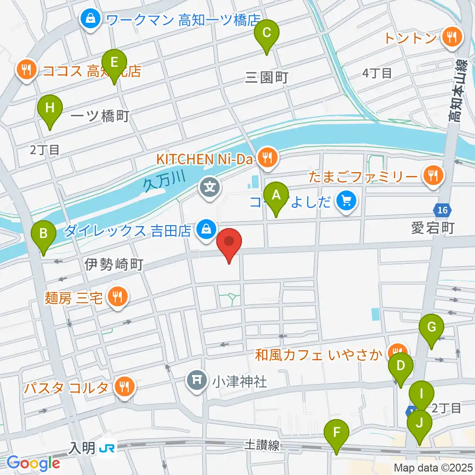 高知キャラバンサライ周辺のカフェ一覧地図