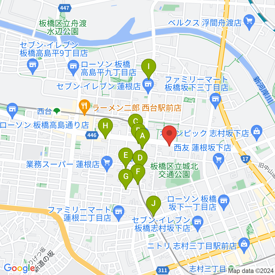 エアーサウンドスタジオ周辺のカフェ一覧地図