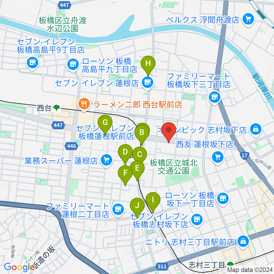 エアーサウンドスタジオ周辺のカフェ一覧地図