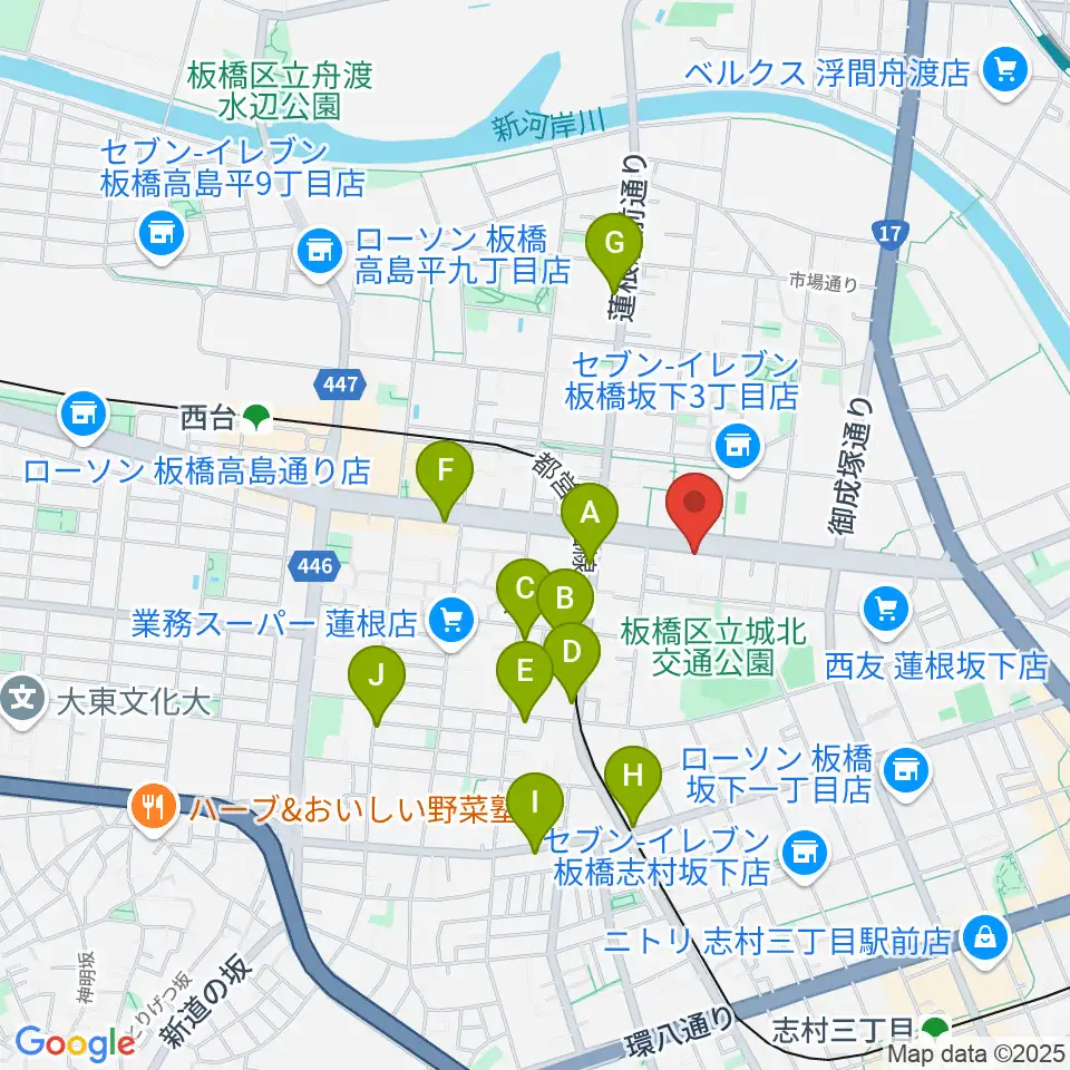 エアーサウンドスタジオ周辺のカフェ一覧地図