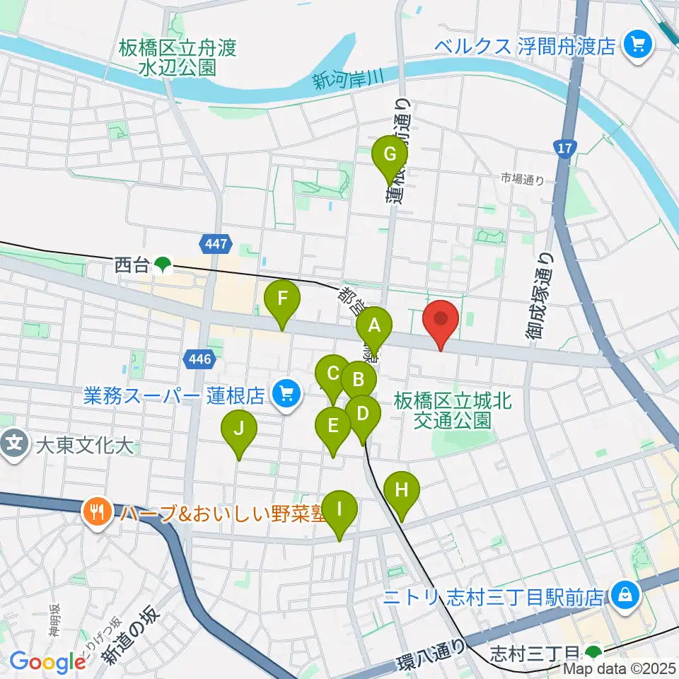 エアーサウンドスタジオ周辺のカフェ一覧地図