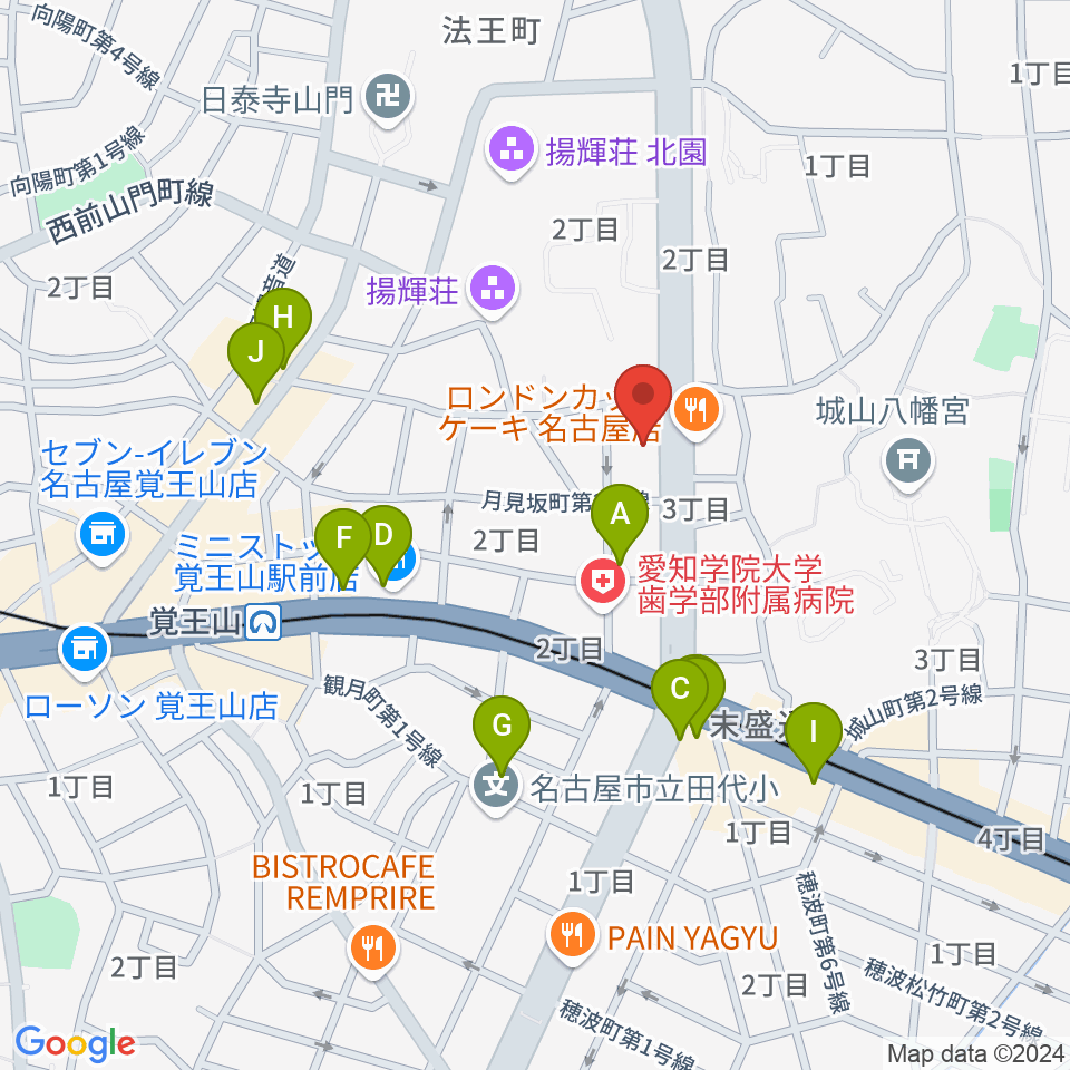 名古屋こども歌劇団周辺のカフェ一覧地図