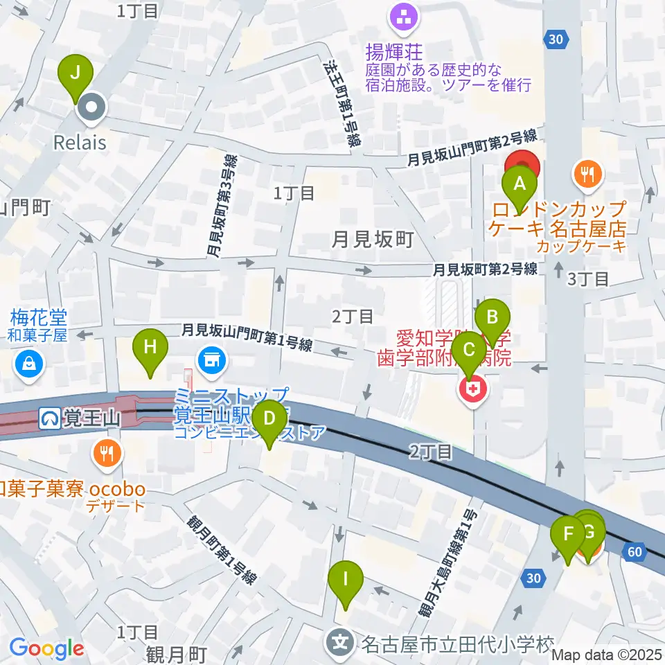 名古屋こども歌劇団周辺のカフェ一覧地図