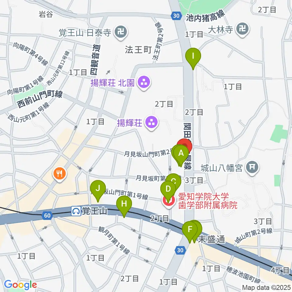 名古屋こども歌劇団周辺のカフェ一覧地図