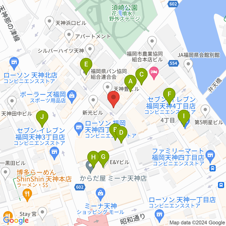 GMボーカル・アカデミー福岡天神校周辺のカフェ一覧地図