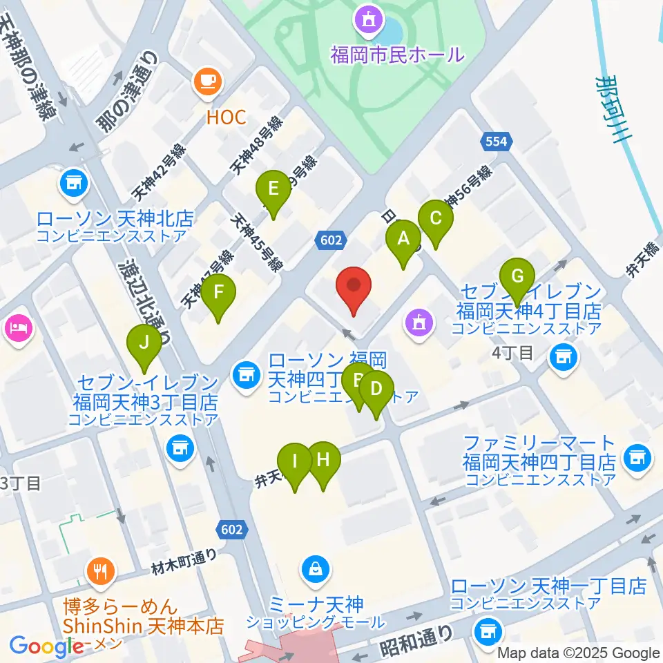 GMボーカル・アカデミー福岡天神校周辺のカフェ一覧地図