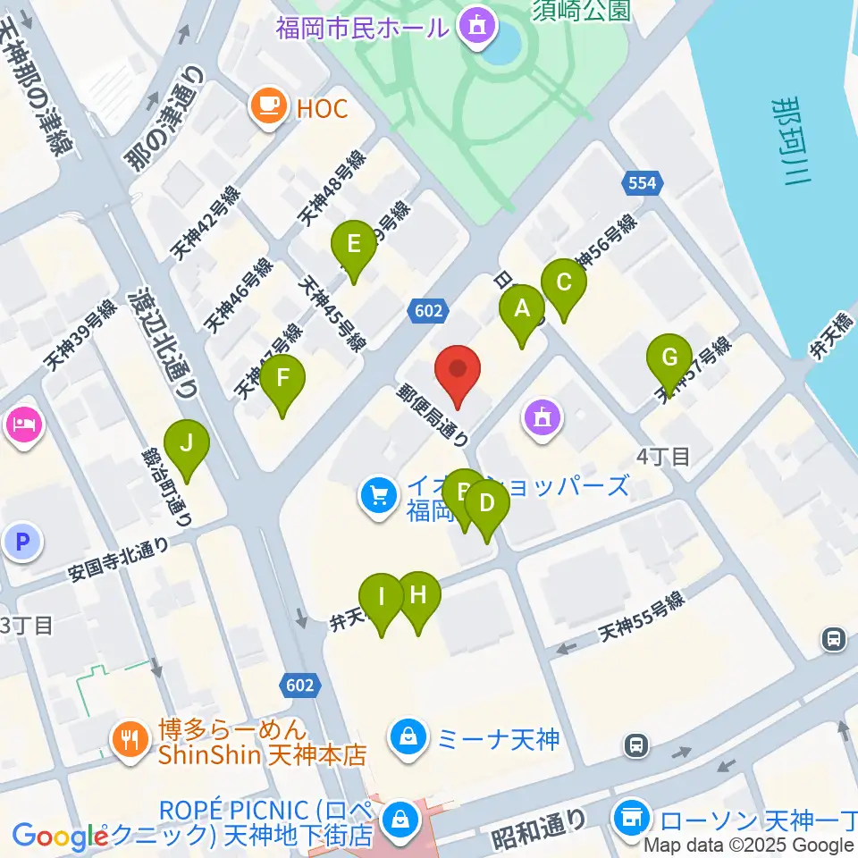 GMボーカル・アカデミー福岡天神校周辺のカフェ一覧地図