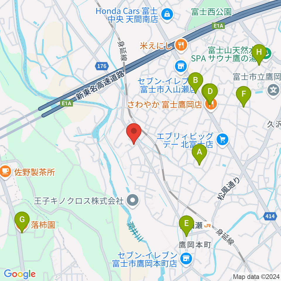 ウスイ音楽教室周辺のカフェ一覧地図