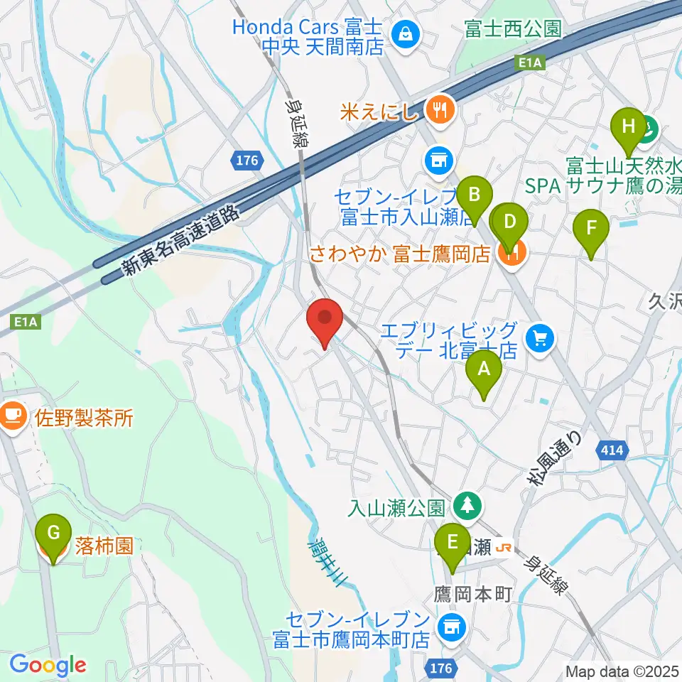 ウスイ音楽教室周辺のカフェ一覧地図