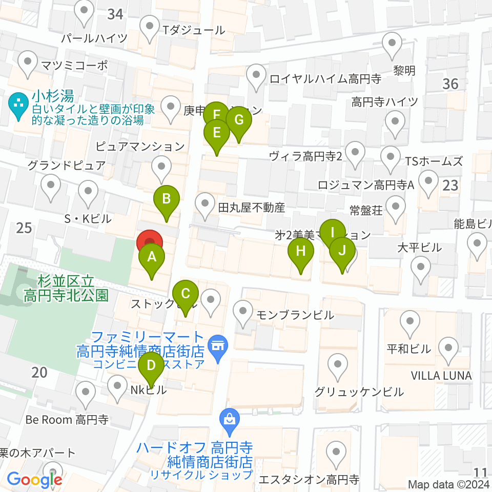 M'sボーカル教室周辺のカフェ一覧地図