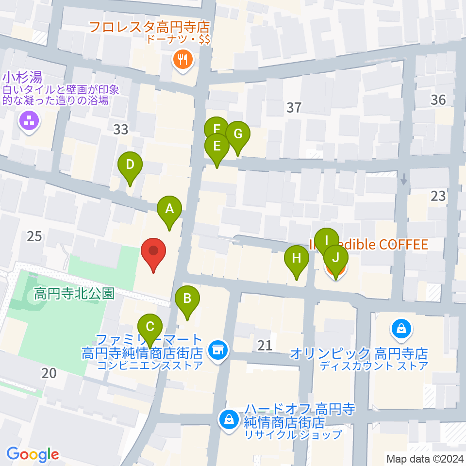 M'sボーカル教室周辺のカフェ一覧地図