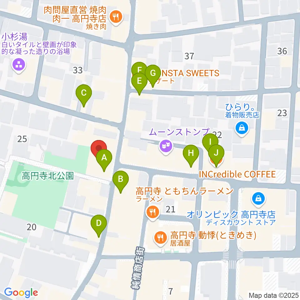 M'sボーカル教室周辺のカフェ一覧地図