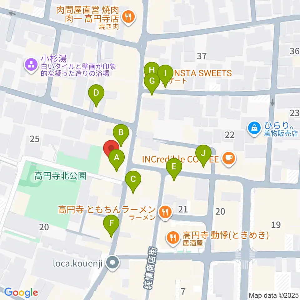 M'sボーカル教室周辺のカフェ一覧地図