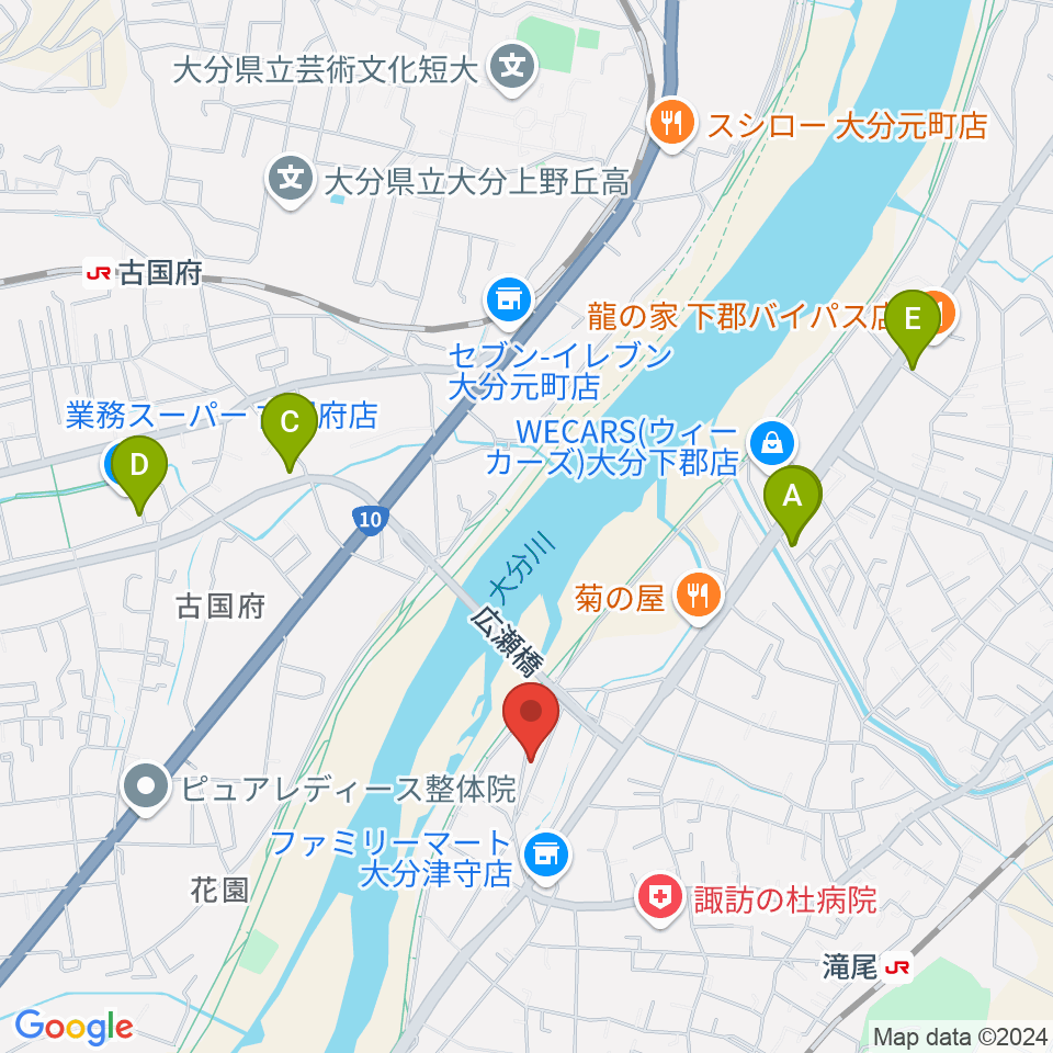 大分studio AFRO周辺のカフェ一覧地図