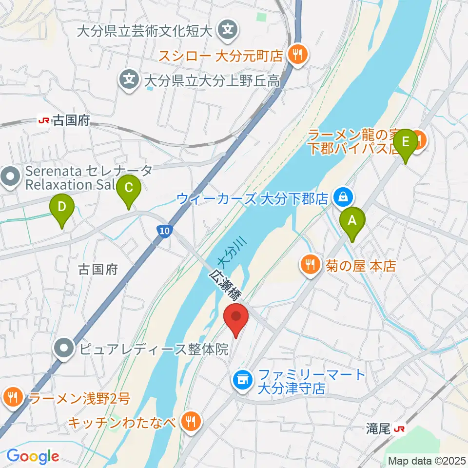 大分studio AFRO周辺のカフェ一覧地図