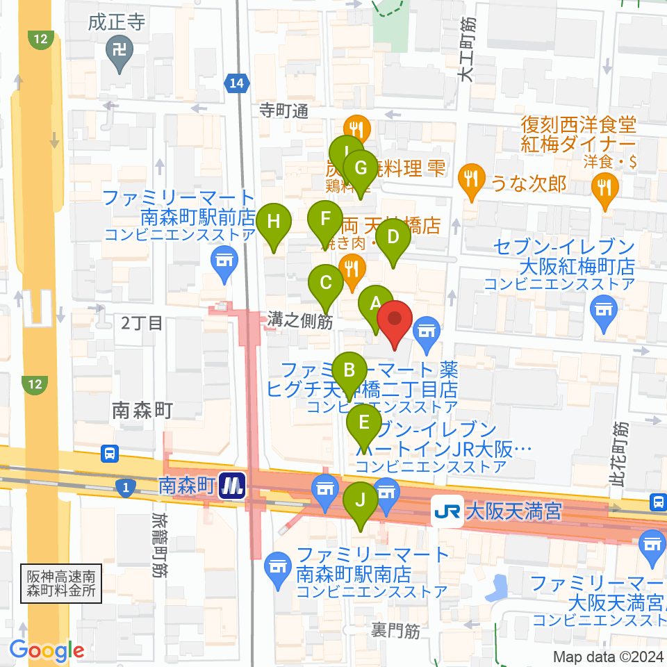 ブランチスタジオ周辺のカフェ一覧地図