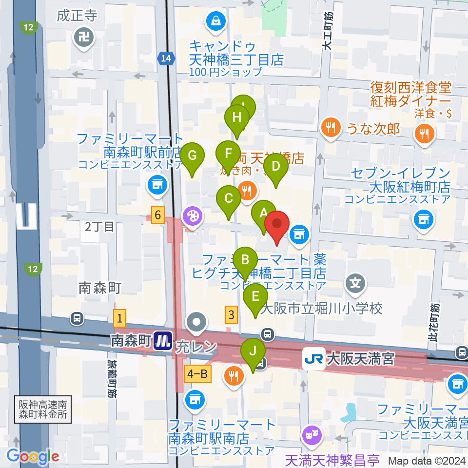 ブランチスタジオ周辺のカフェ一覧地図