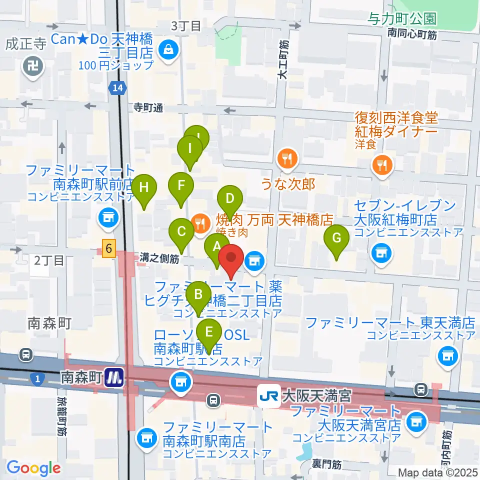 ブランチスタジオ周辺のカフェ一覧地図
