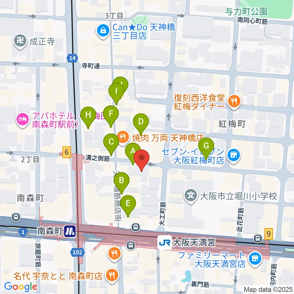 ブランチスタジオ周辺のカフェ一覧地図