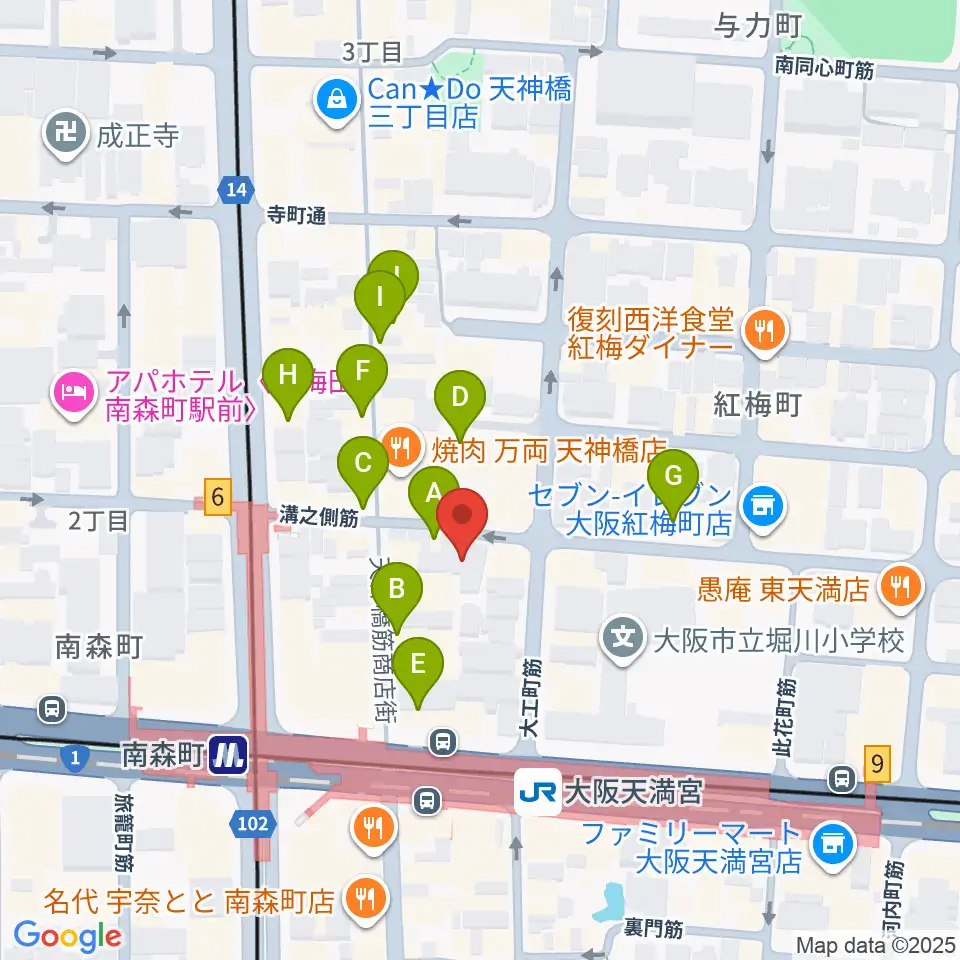 ブランチスタジオ周辺のカフェ一覧地図