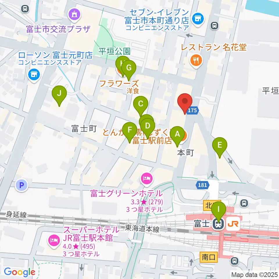 文化屋楽器店 ギターの杜周辺のカフェ一覧地図