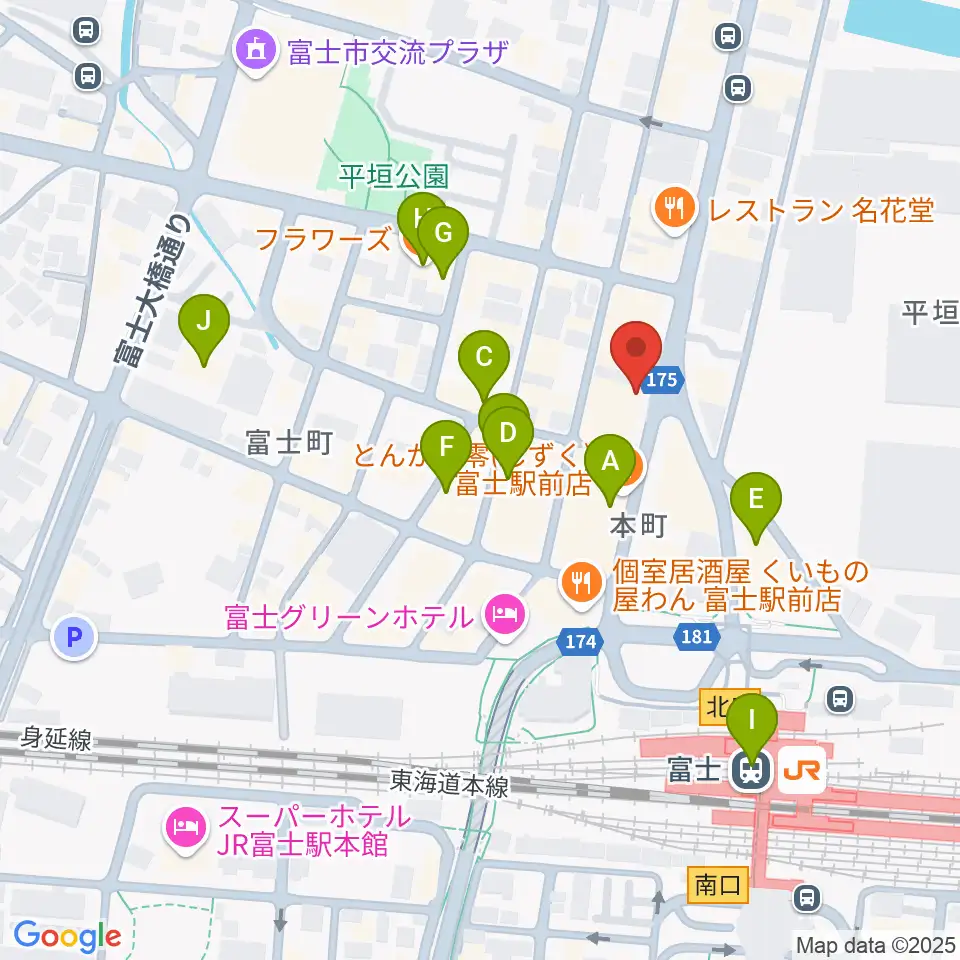 文化屋楽器店 ギターの杜周辺のカフェ一覧地図