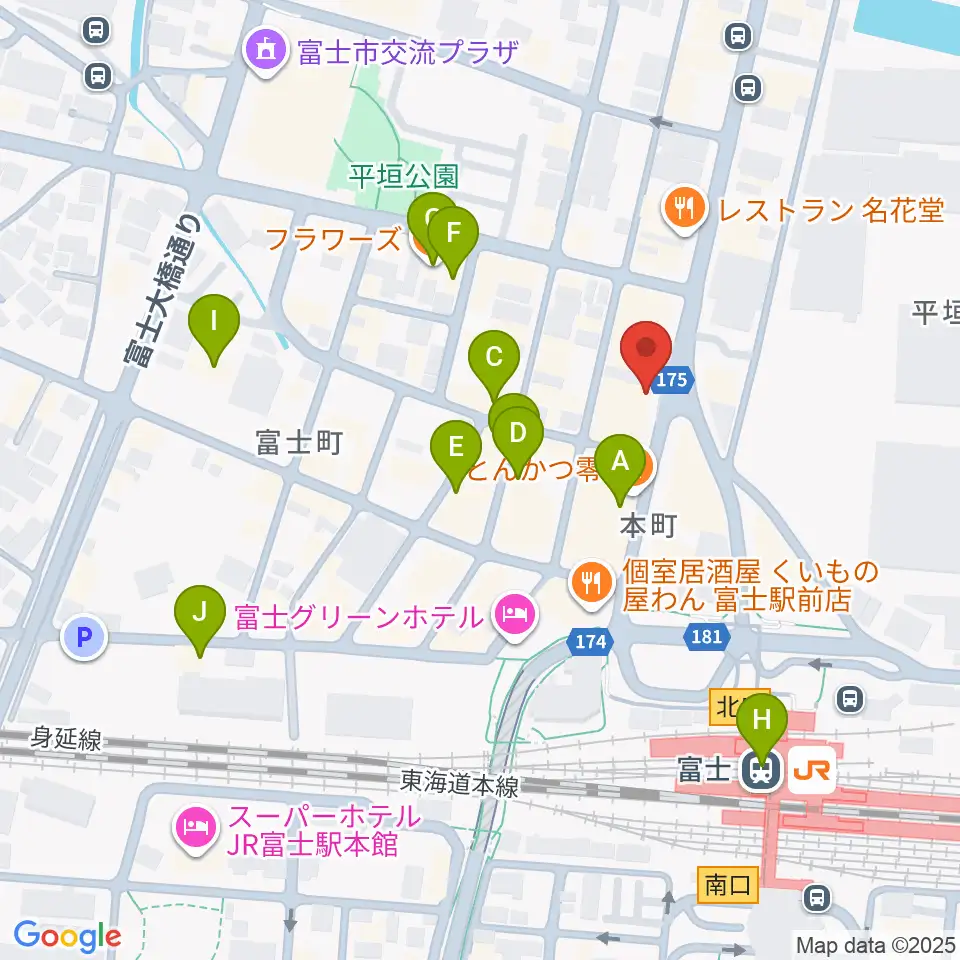 文化屋楽器店 ギターの杜周辺のカフェ一覧地図