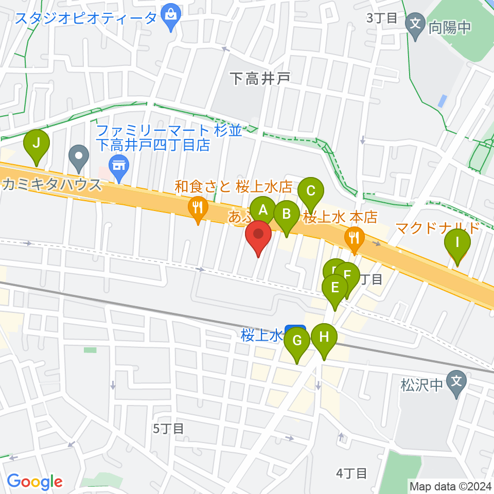 世田谷音楽院周辺のカフェ一覧地図