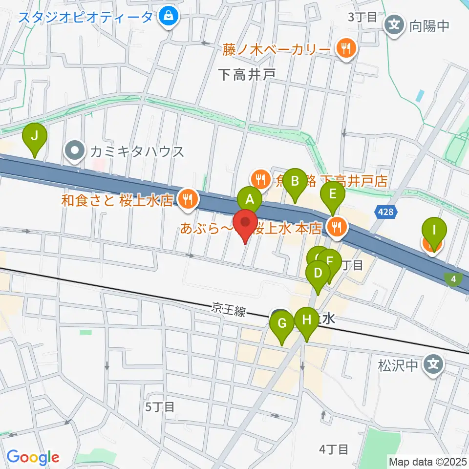 世田谷音楽院周辺のカフェ一覧地図