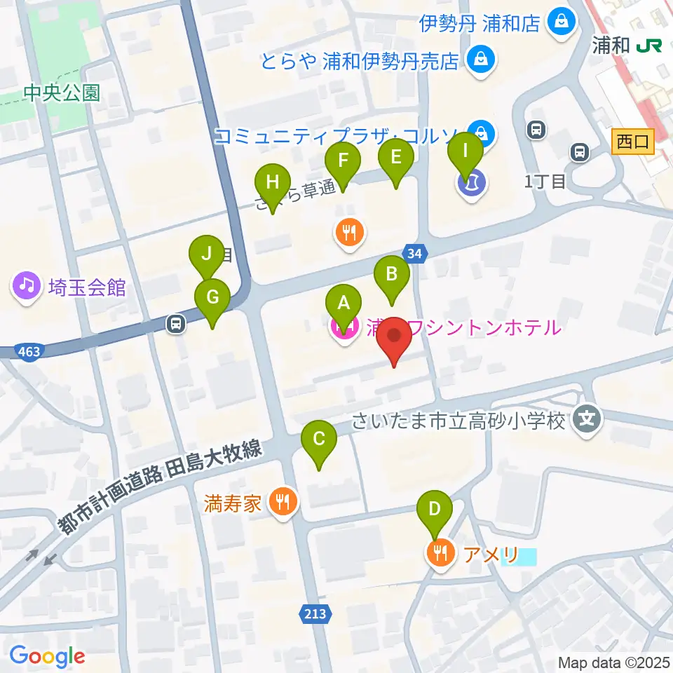 浦和ナルシス周辺のカフェ一覧地図