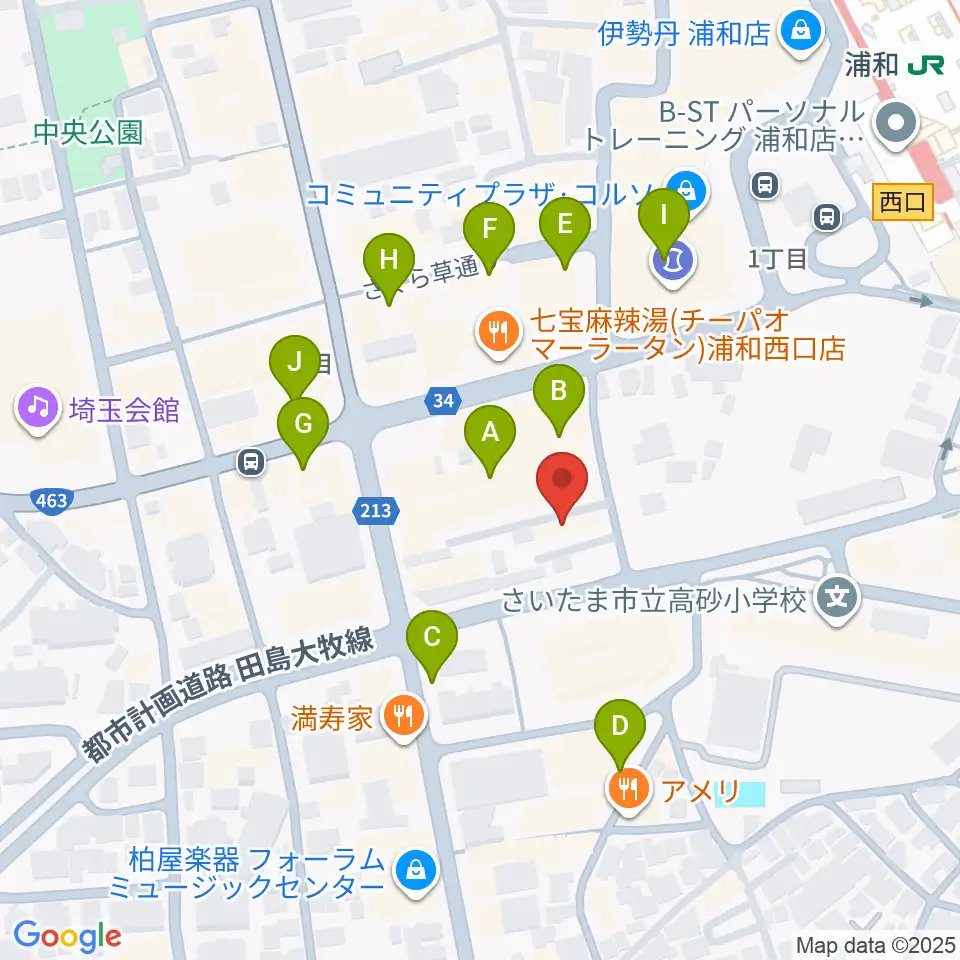 浦和ナルシス周辺のカフェ一覧地図