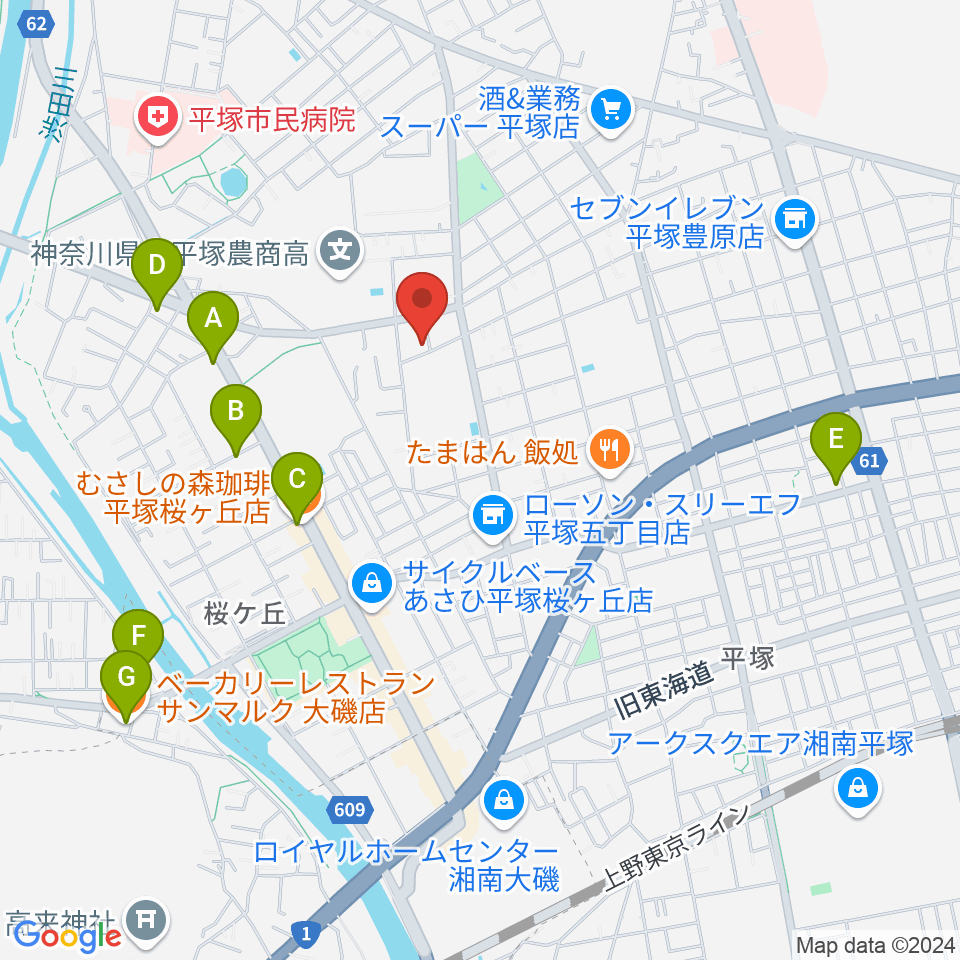 グーバス ミュージックインストゥルメンツ周辺のカフェ一覧地図