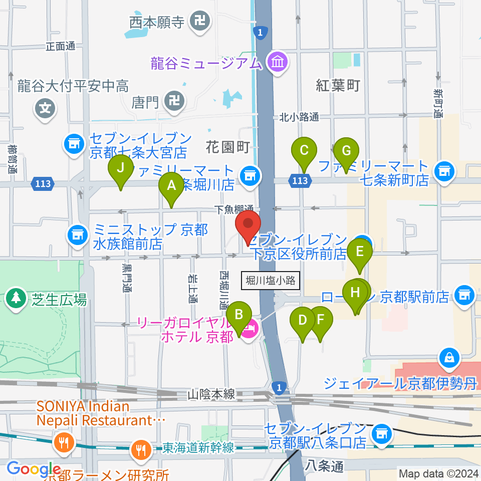 コントラバス工房 角本周辺のカフェ一覧地図