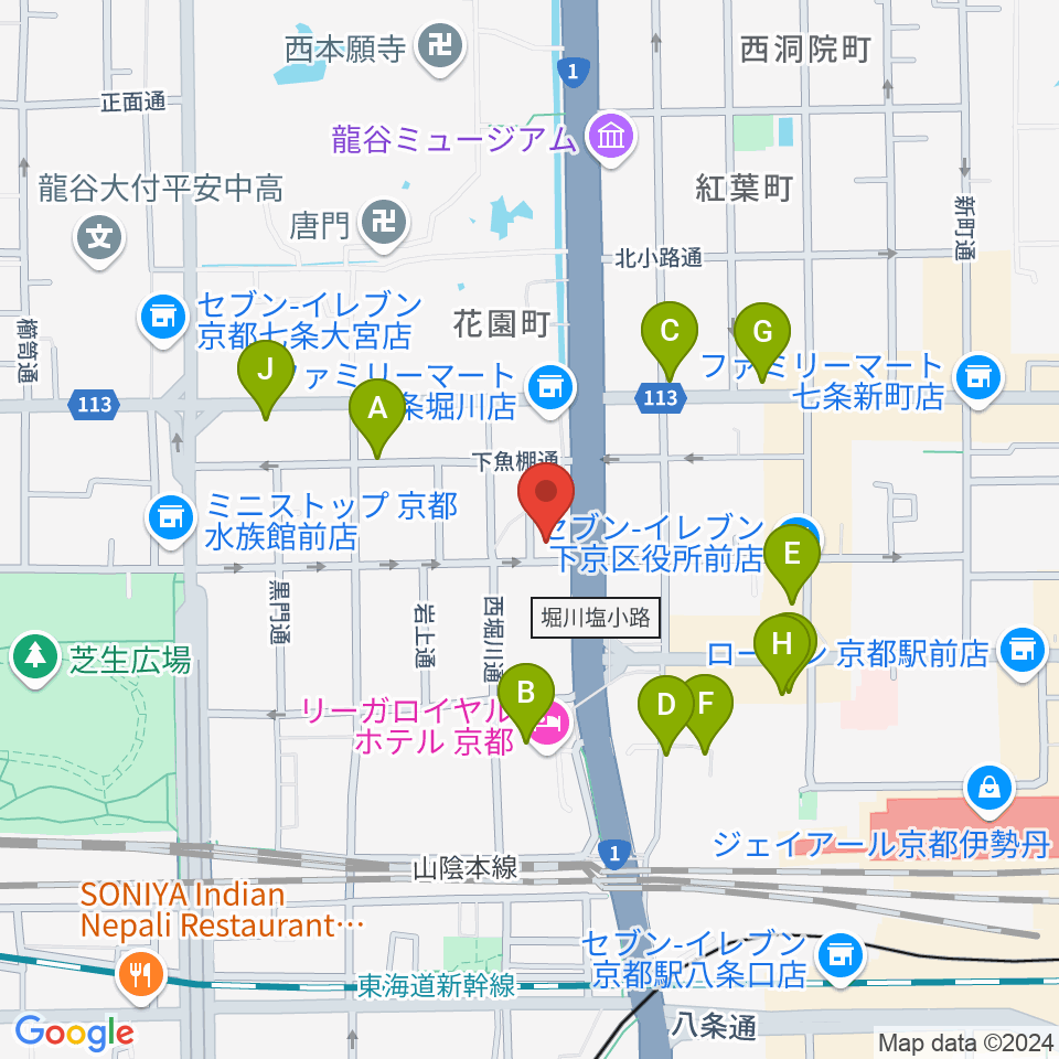 コントラバス工房 角本周辺のカフェ一覧地図