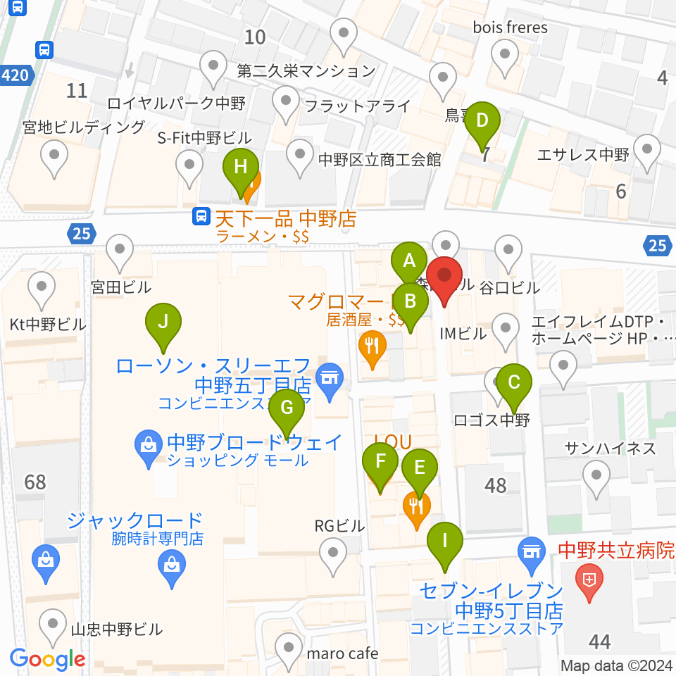 デイバイデイ周辺のカフェ一覧地図