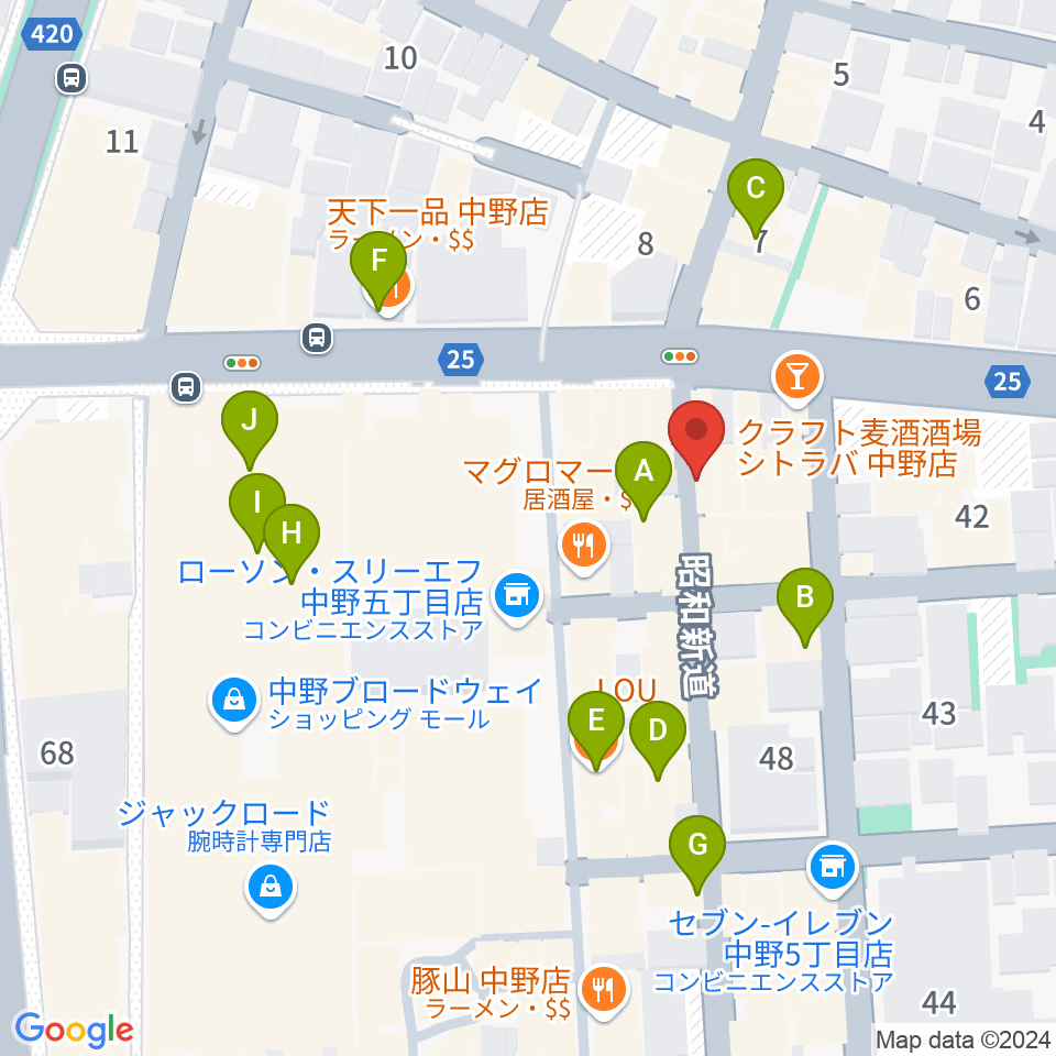 デイバイデイ周辺のカフェ一覧地図