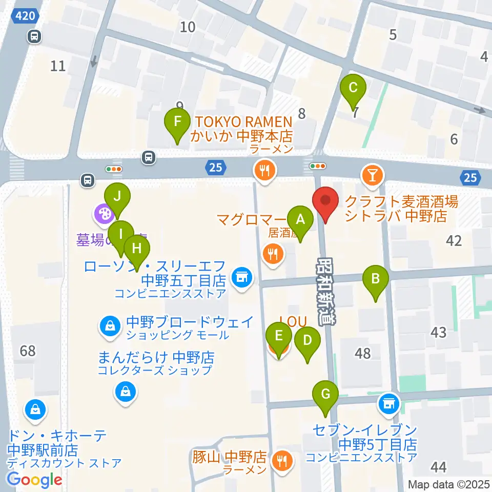 デイバイデイ周辺のカフェ一覧地図