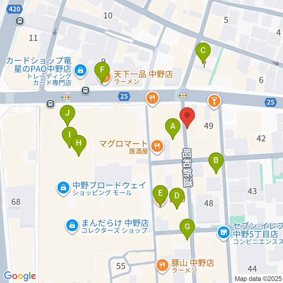 デイバイデイ周辺のカフェ一覧地図