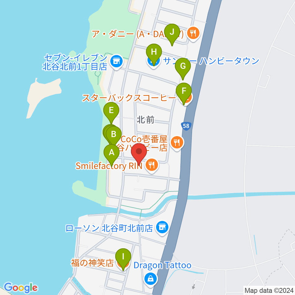 南国ピアノスタジオ周辺のカフェ一覧地図