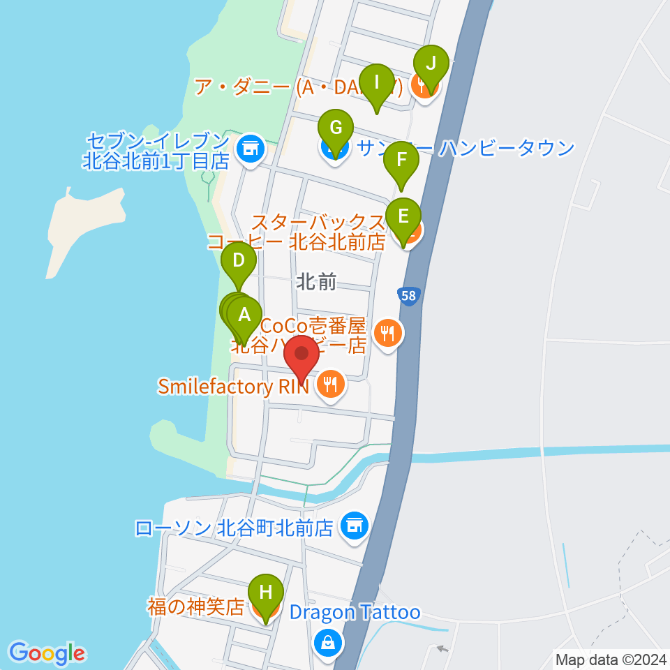 南国ピアノスタジオ周辺のカフェ一覧地図